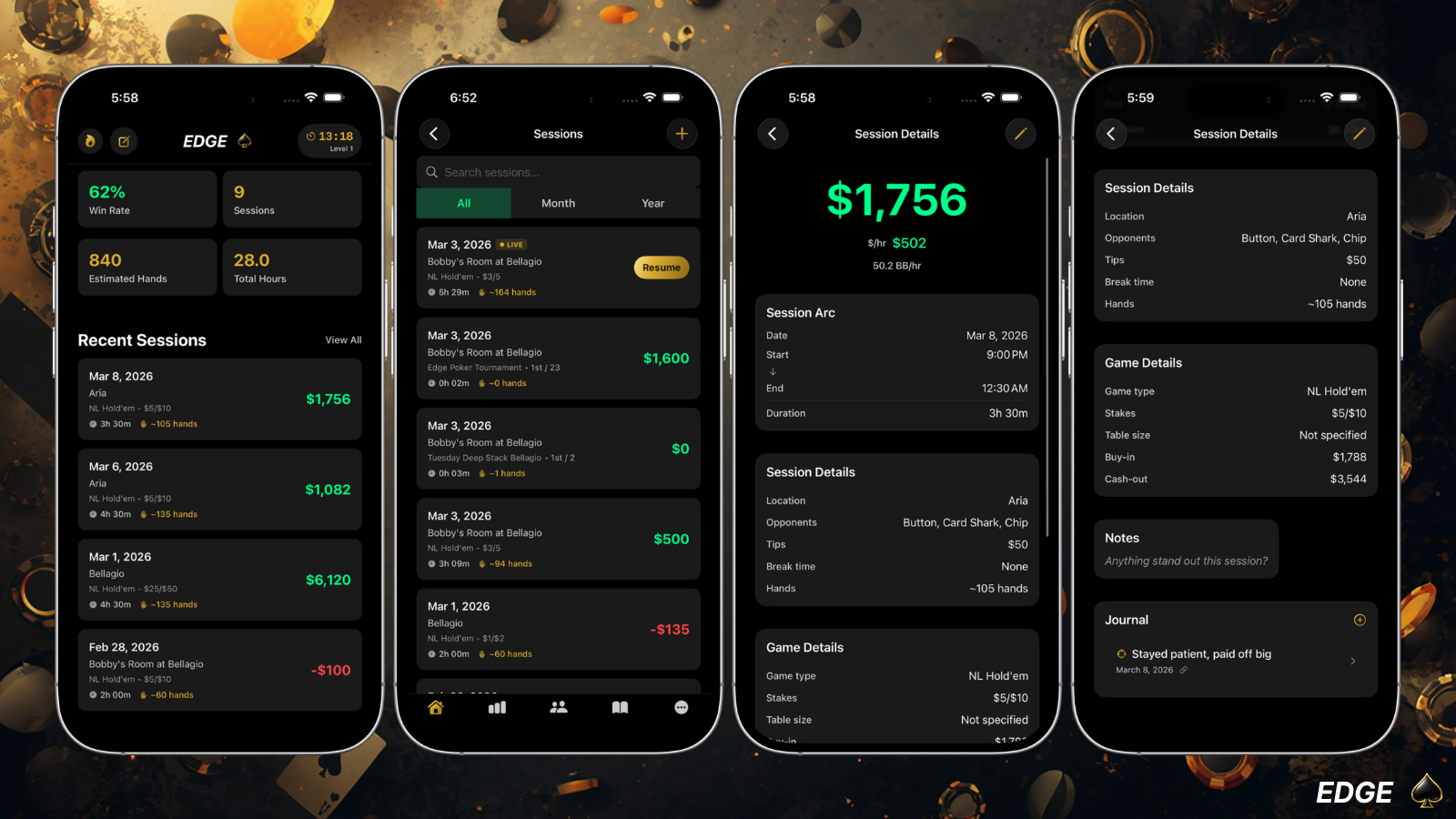 EDGE Poker session tracking